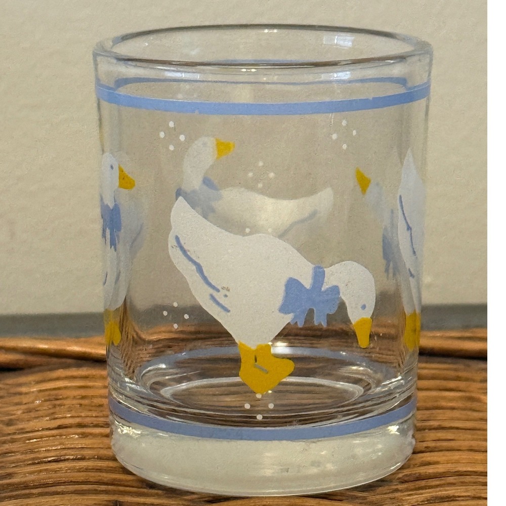 Vintage Country Goose Tea Light Candle Holder Glass Blue Country Kitchen Decor